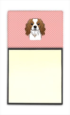 Picture of Carolines Treasures BB1224SN Checkerboard Pink Cavalier Spaniel Refiillable Sticky Note Holder Or Postit Note Dispenser- 3 x 3 In.
