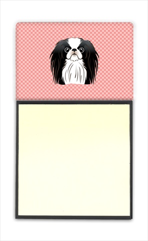 Picture of Carolines Treasures BB1230SN Checkerboard Pink Japanese Chin Refiillable Sticky Note Holder Or Postit Note Dispenser- 3 x 3 In.