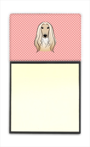 Picture of Carolines Treasures BB1244SN Checkerboard Pink Afghan Hound Refiillable Sticky Note Holder Or Postit Note Dispenser- 3 x 3 In.