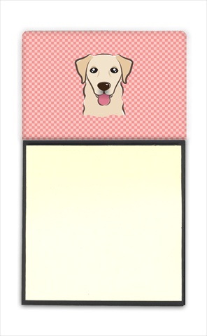 Picture of Carolines Treasures BB1252SN Checkerboard Pink Golden Retriever Refiillable Sticky Note Holder Or Postit Note Dispenser- 3 x 3 In.