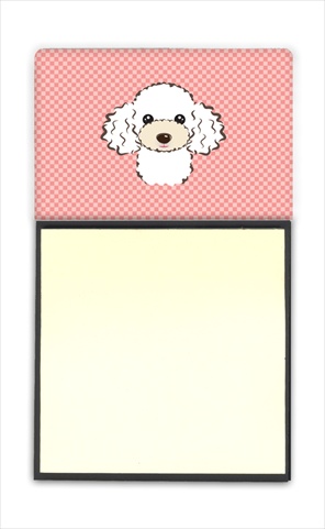 Picture of Carolines Treasures BB1257SN Checkerboard Pink White Poodle Refiillable Sticky Note Holder Or Postit Note Dispenser- 3 x 3 In.