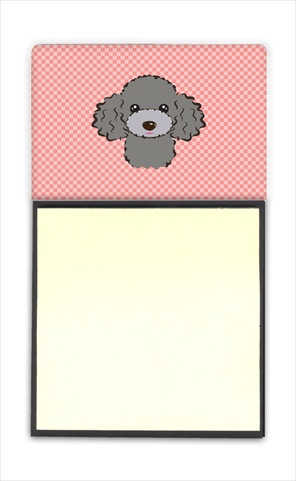 Picture of Carolines Treasures BB1259SN Checkerboard Pink Silver Gray Poodle Refiillable Sticky Note Holder Or Postit Note Dispenser- 3 x 3 In.