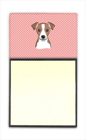 Picture of Carolines Treasures BB1260SN Checkerboard Pink Jack Russell Terrier Refiillable Sticky Note Holder Or Postit Note Dispenser- 3 x 3 In.