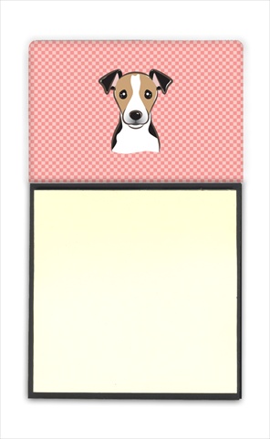 Picture of Carolines Treasures BB1261SN Checkerboard Pink Jack Russell Terrier Refiillable Sticky Note Holder Or Postit Note Dispenser- 3 x 3 In.