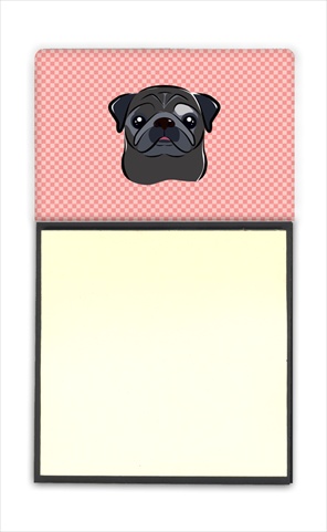 Picture of Carolines Treasures BB1263SN Checkerboard Pink Black Pug Refiillable Sticky Note Holder Or Postit Note Dispenser- 3 x 3 In.