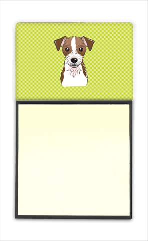 Picture of Carolines Treasures BB1264SN Checkerboard Lime Green Jack Russell Terrier Refiillable Sticky Note Holder Or Postit Note Dispenser- 3 x 3 In.