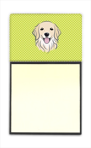 Picture of Carolines Treasures BB1267SN Checkerboard Lime Green Golden Retriever Refiillable Sticky Note Holder Or Postit Note Dispenser- 3 x 3 In.