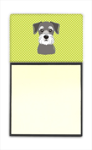 Picture of Carolines Treasures BB1268SN Checkerboard Lime Green Schnauzer Refiillable Sticky Note Holder Or Postit Note Dispenser- 3 x 3 In.