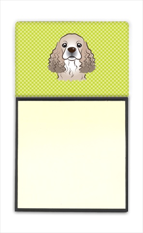 Picture of Carolines Treasures BB1278SN Checkerboard Lime Green Cocker Spaniel Refiillable Sticky Note Holder Or Postit Note Dispenser- 3 x 3 In.
