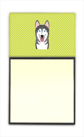 Picture of Carolines Treasures BB1280SN Checkerboard Lime Green Alaskan Malamute Refiillable Sticky Note Holder Or Postit Note Dispenser- 3 x 3 In.