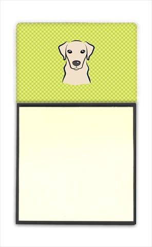 BB1284SN Checkerboard Lime Green Yellow Labrador Refiillable Sticky Note Holder Or Postit Note Dispenser- 3 x 3 In.