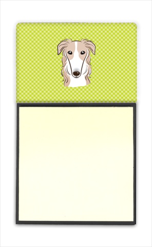 Picture of Carolines Treasures BB1290SN Checkerboard Lime Green Borzoi Refiillable Sticky Note Holder Or Postit Note Dispenser- 3 x 3 In.