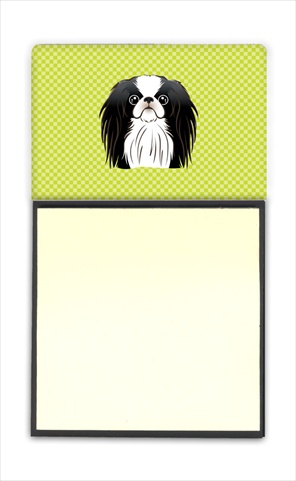 Picture of Carolines Treasures BB1292SN Checkerboard Lime Green Japanese Chin Refiillable Sticky Note Holder Or Postit Note Dispenser- 3 x 3 In.