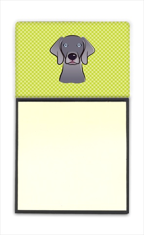 Picture of Carolines Treasures BB1293SN Checkerboard Lime Green Weimaraner Refiillable Sticky Note Holder Or Postit Note Dispenser- 3 x 3 In.