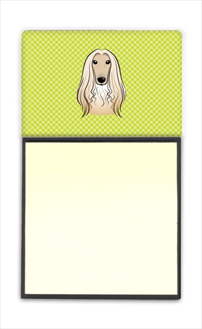 Picture of Carolines Treasures BB1306SN Checkerboard Lime Green Afghan Hound Refiillable Sticky Note Holder Or Postit Note Dispenser- 3 x 3 In.