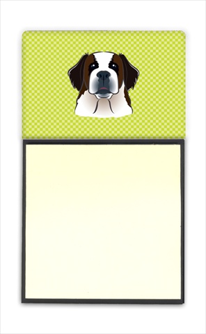 Picture of Carolines Treasures BB1308SN Checkerboard Lime Green Saint Bernard Refiillable Sticky Note Holder Or Postit Note Dispenser- 3 x 3 In.
