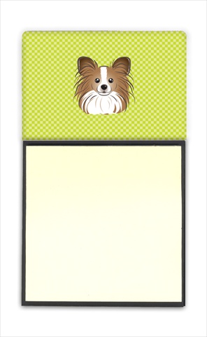 Checkerboard Lime Green Papillon Refiillable Sticky Note Holder Or Postit Note Dispenser, 3 x 3 In.