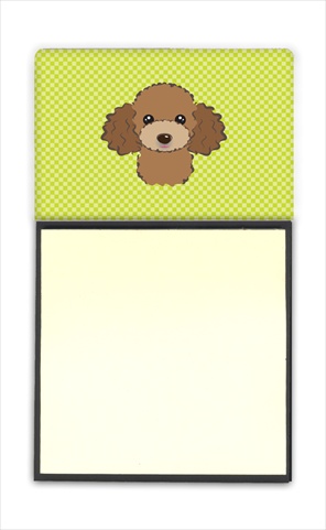 Picture of Carolines Treasures BB1318SN Checkerboard Lime Green Chocolate Brown Poodle Refiillable Sticky Note Holder Or Postit Note Dispenser- 3 x 3 In.