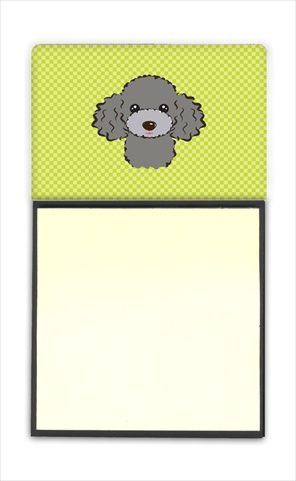 Picture of Carolines Treasures BB1321SN Checkerboard Lime Green Silver Gray Poodle Refiillable Sticky Note Holder Or Postit Note Dispenser- 3 x 3 In.