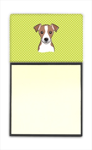 Picture of Carolines Treasures BB1322SN Checkerboard Lime Green Jack Russell Terrier Refiillable Sticky Note Holder Or Postit Note Dispenser- 3 x 3 In.
