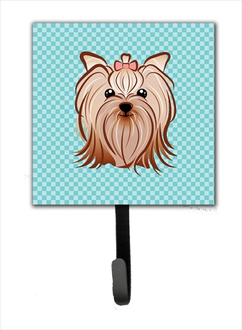 Checkerboard Blue Yorkie Yorkishire Terrier Leash Or Key Holder