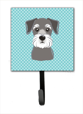 Checkerboard Blue Schnauzer Leash Or Key Holder
