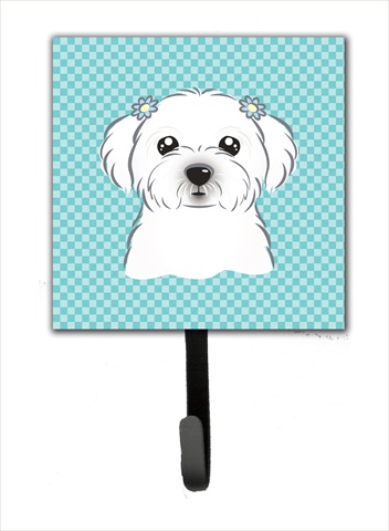 Checkerboard Blue Maltese Leash Or Key Holder