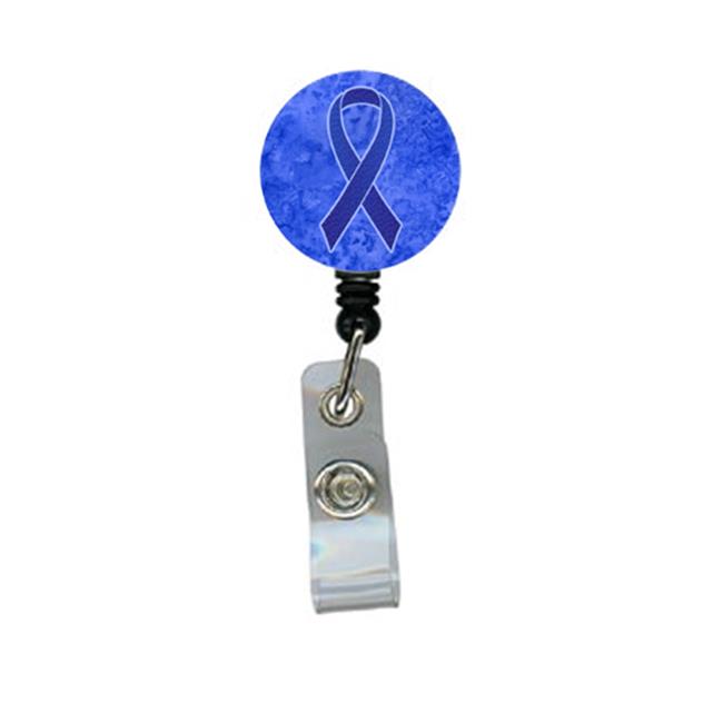 Dark Blue Ribbon for Colon Cancer Awareness Retractable Badge Reel