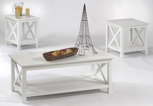 Picture of Progressive Furniture P306-95 Seascape I Transitional Style Lift-Top Cocktail Table with End and Chairside Tables&#44; Textured White - Pack 3