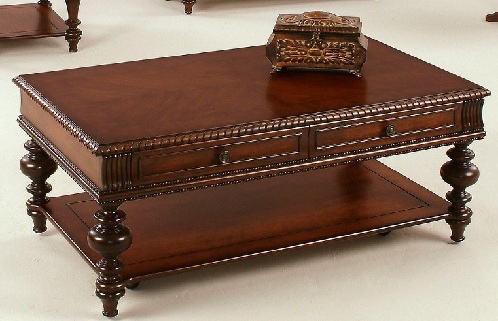 Picture of Progressive Furniture P587-01 Mountain Manor Traditional Style Rectangular Castered Cocktail Table&#44; Heritage Cherry