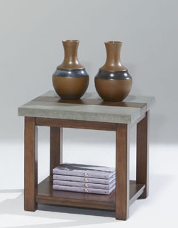 Progressive Furniture P426-02 Cascade Contemporary Style Square Lamp Table, Nutmeg Birch and Cement