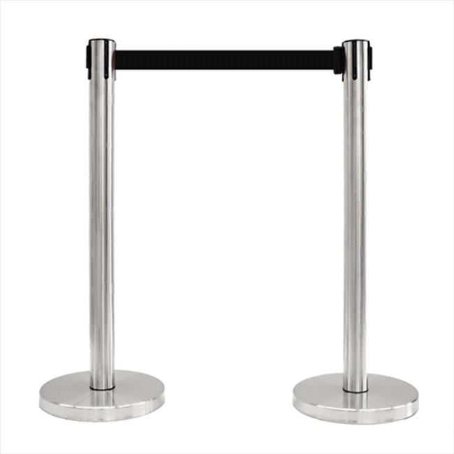 VIP Crowd Control 1118-10 14 in. Flat Base Satin Stainless Post & Cover Retra...