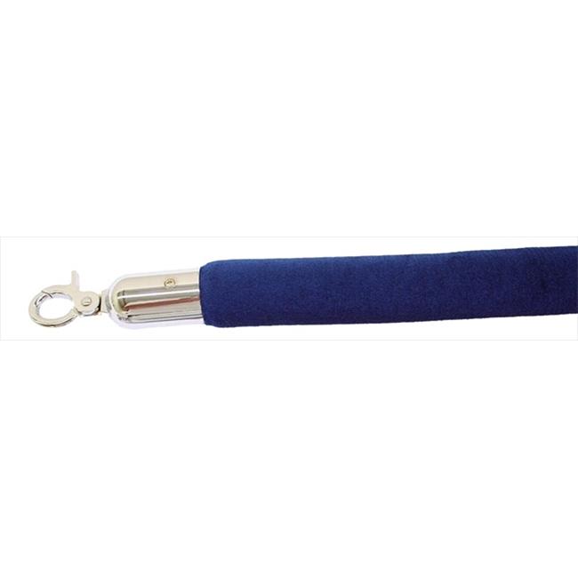 VIP Crowd Control 1661 96 in. Velour Rope with Mirror Closable Hook - Blue