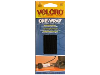 Picture of Hook Eye Adhesive USA VEL91426 One Wrap Tie with Tab 0.5 x 8 in. Black 5 Piece  Pack Of 3
