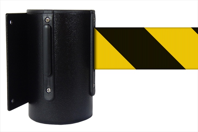 8 ft. Safety Stripe Belt Wall Mounted Belt Barriers - Black Finish