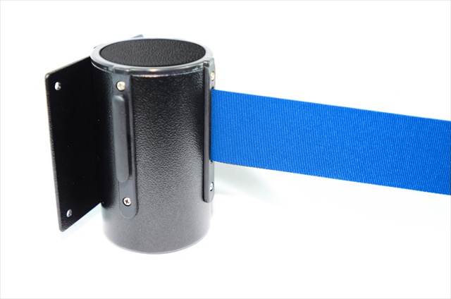 13 ft. Dark Blue Belt Wall Mounted Belt Barriers - Black Finish
