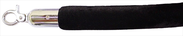 VIP Crowd Control 1652 72 in. Velour Rope with Mirror Closable Hook - Black