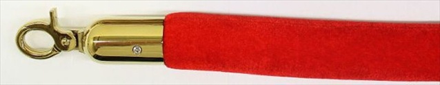 VIP Crowd Control 1655 72 in. Velour Rope with Gold Closable Hook - Red