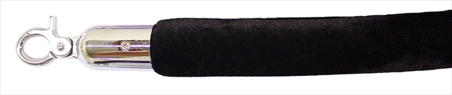 VIP Crowd Control 1660 96 in. Velour Rope with Mirror Closable Hook - Black