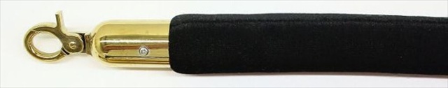 VIP Crowd Control 1664 96 in. Velour Rope with Gold Closable Hook - Black