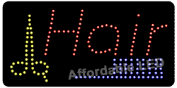 Picture of Affordable LED L7206 12 H x 24 L in. Hair Scissors-Comb LED Sign
