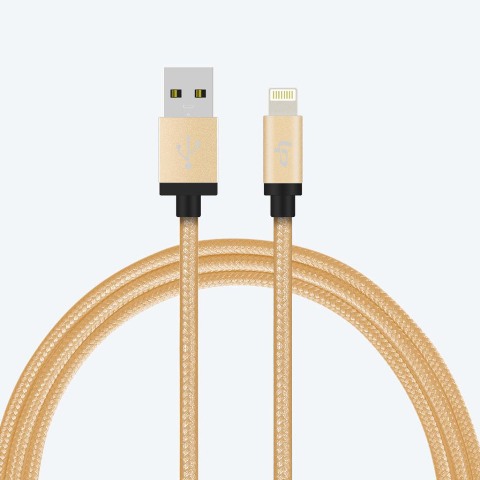 Picture of LP 70108GD 8 Pin Apple Lightning Cable with Aluminium Housing Connector Head&#44; Golden