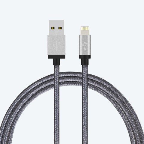 Picture of LP 70108GR 8 Pin Apple Lightning Cable with Aluminium Housing Connector Head&#44; Gray