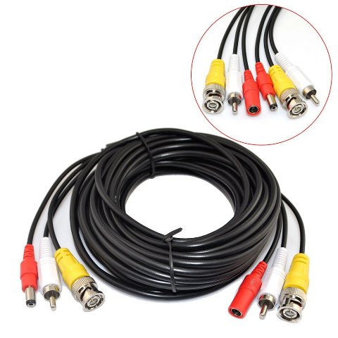 65 ft. 20M Video Audio 12V Power DVR Surveillance Security CCTV Camera RCA BNC Cable Cord Lead