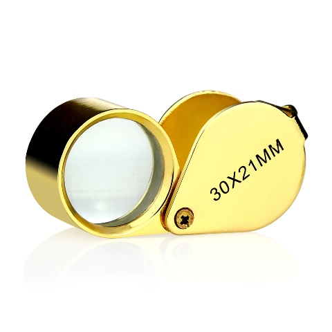 Picture of IKKEGOL 10003G 30 x 21 mm. Jewellers Loupe Eye Magnifying Glass Jewelers Magnifier Golden