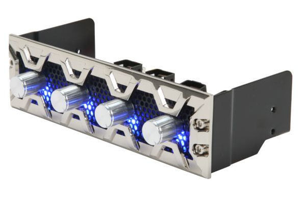 832-103-02 Fan Controller- 30W x 4 Channels- Blue Led- Silver Aluminum Bezel