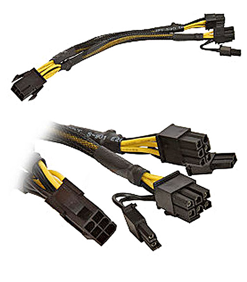 PCI Express 6-Pin To 2 x PCI Express 6 Plus 2-Pin Cable Adapter, 9.6 in. Long