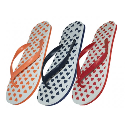 Picture of DDI 1902452 Women&apos;s Heart Print Flip Flops Case of 48