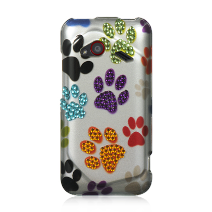 Picture of DreamWireless SDAHTCINC4GSLMTDP HTC Droid Incredible 4G LTE Spot Diamond Case&#44; Silver Multi Dog Paws