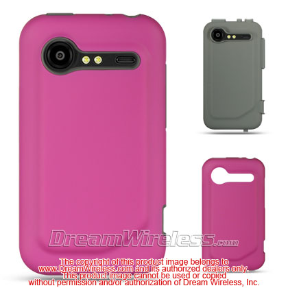 Picture of DreamWireless HESCRHTC6350DGY-HP High-End Htc Incredible 2-6350 Dark Gray Skin Plus Hot Pink Rubber 2 In 1 Case